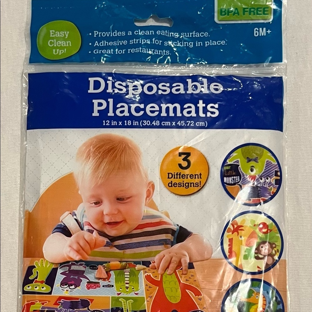 BPA FREE! Disposable Adhesive Placemats For Children (10 Count)